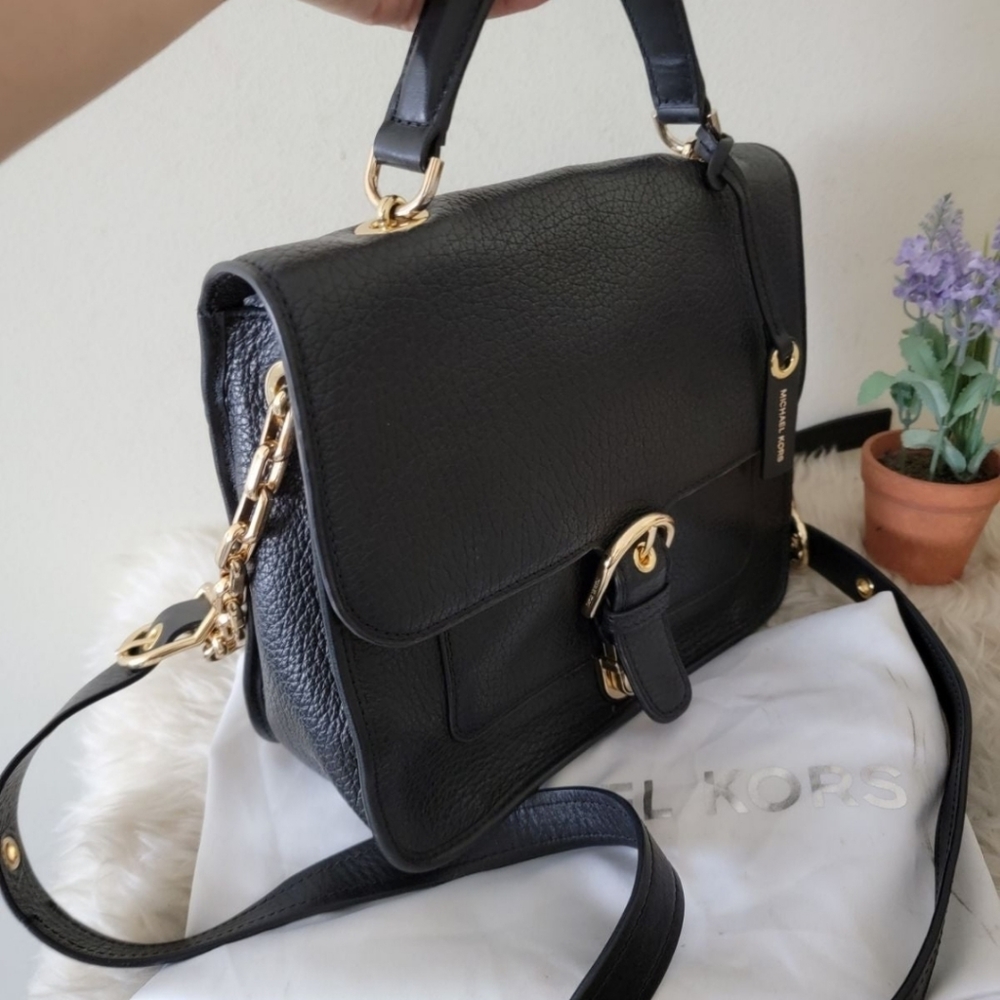 Michael kors satchel bag black leather RARE - Picture 5 of 12